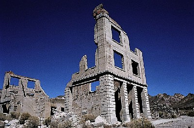 The Cook Bank Building in Rhyolite. 
