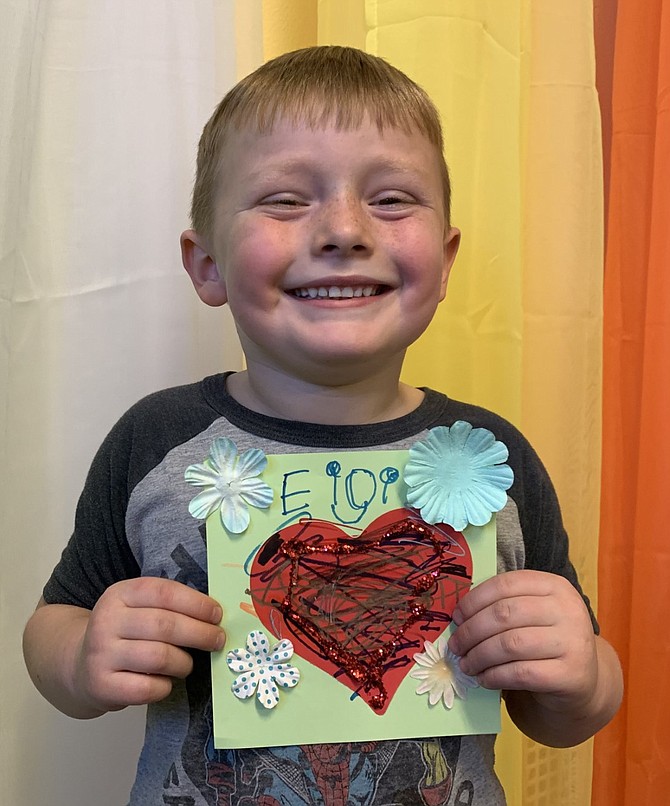 Augie Locken made a valentine for a senior. Come in and make your own.