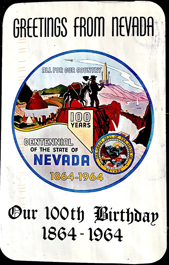 A postcard from 1964 celebrating Nevada&#039;s Centennial.