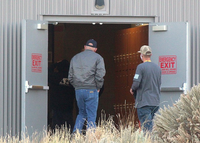 The first voters are allowed into the polls at 7 a.m. in Gardnerville.