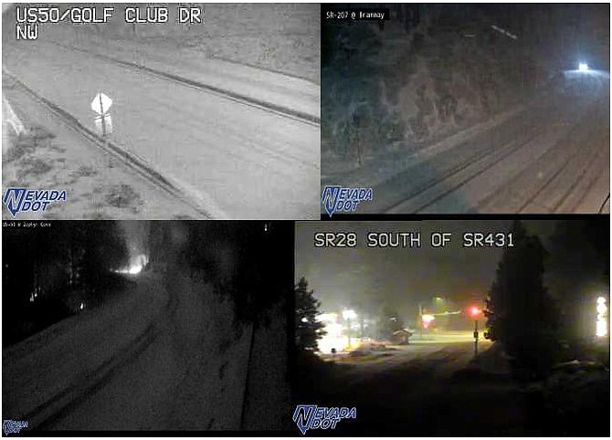 A montage of traffic cameras at Lake Tahoe from this morning.