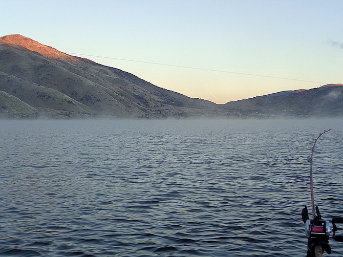 Topaz Lake had a mist on it on New Year&#039;s Day.
