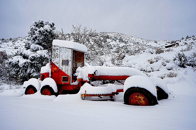 Topaz Ranch Estates resident John Flaherty reported 14 inches of snow in Topaz Ranch Estates.
