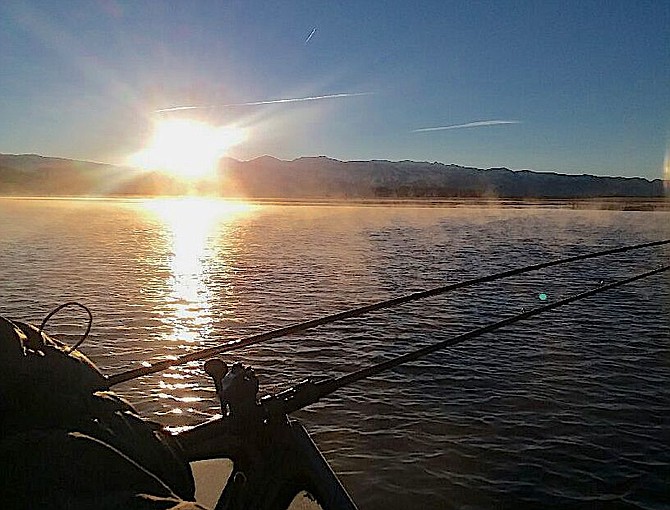 The sun rises on opening day at Topaz Lake.