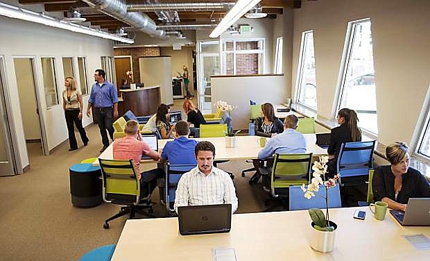 Adam&#039;s Hub offers an open work space area as well as offices for its dedicated office clients.