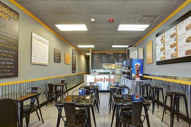 The interior of the new BAM!DOG Righteous Hot Dogs eatery in the Smithridge Center.
