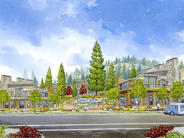This schematic shows a portion of the Boulder Bay development, as it would be seen from Highway 28 in Crystal Bay, just east of the California border.