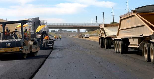 Paving has started on the Carson City Freeway project.