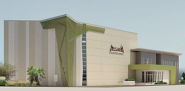 An artist&#039;s rendering of the new climbing and fitness center is seen.