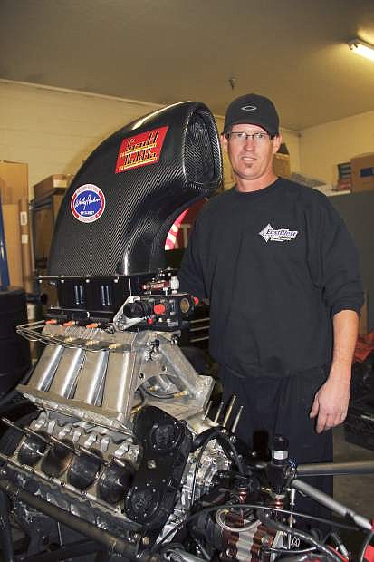 Randy Eakins and one of the top-fuel dragster clutches he makes.