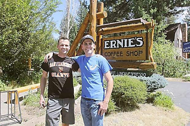 Nathan Bergner, left, and Kent Baer took over as new owners of Ernie&#039;s Coffee House and Cafe on Aug. 1. The South Lake Tahoe natives purchased the business from Paul and Judy Bruso after 34 years at the helm.