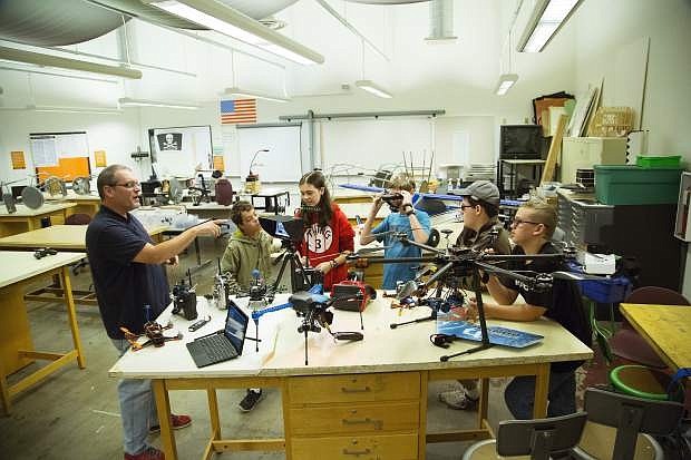 Kirk Ellern, co-founder of Above NV, a drone surveying and mapping start-up, teaches an aerial robotics class through Truckee Meadows Community College.