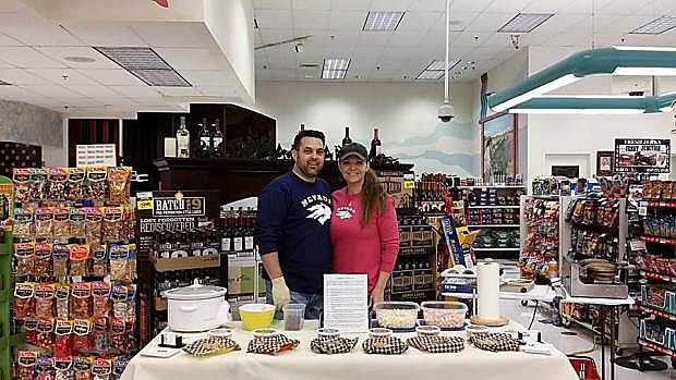 Amanda and Greg Adams sample the Susie&#039;s Foods product line at area grocery stores including Scolari&#039;s.