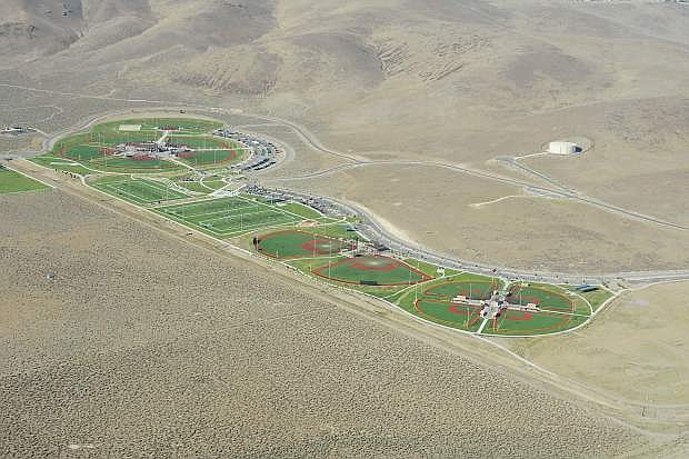 This aerial view shows the 140-acre Sports Complex at Golden Eagle Regional Park near Wingfield Springs in Sparks.