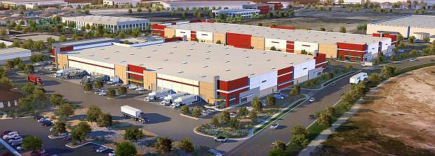 South Valley Commerce Center is currently under construction in South Meadows as seen in this rendering. The two industrial buildings totaling 390,000 square feet are scheduled to be complete in December.
