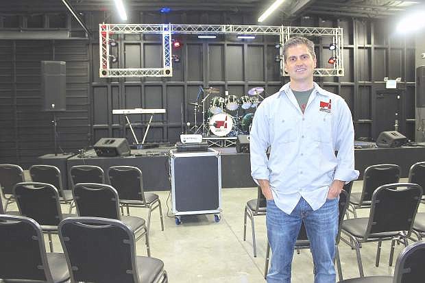 JamPro Music Factory founder Chris Sewell at the facilities concert stage. Sewell is refining the JamPro concept in Reno before expanding to other cities.
