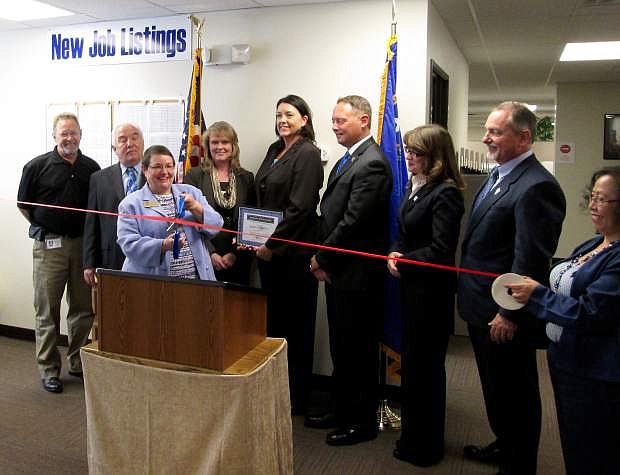 Sparks JobConnect celebrate its new location at ribbon cutting ceremony.