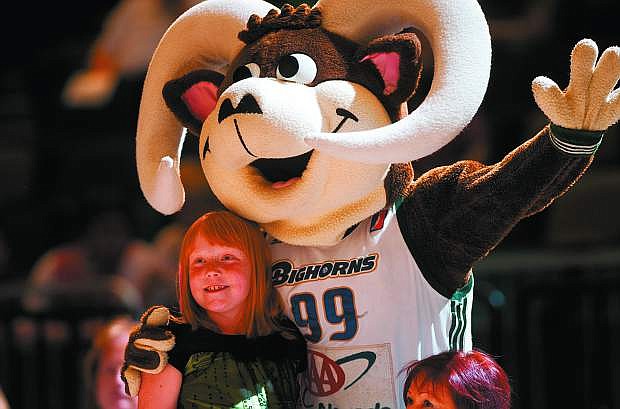 Bruno the Reno Bighorns mascot poses for a photo with fans at the Reno Events Center in this 2011  file photo.