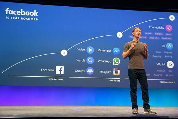 Facebook CEO Mark Zuckerberg talks onstage at F8 2016.