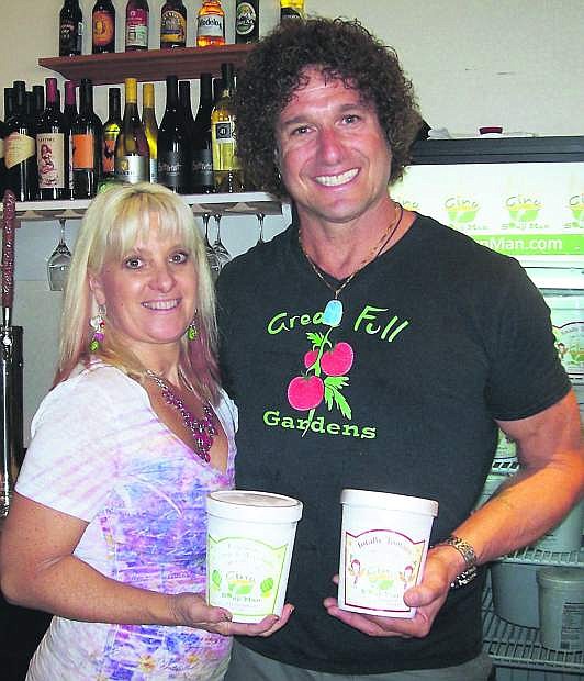 Juli and Gino Scala show GinoTheSoupMan soup at the Great Full Gardens Cafe &amp; Eatery. Their restaurant started with the success from the frozen soup.