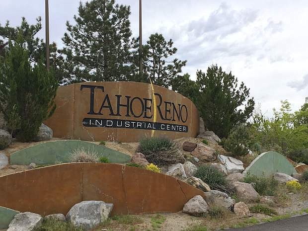 Tahoe Reno Industrial sign at the entrance to the center.