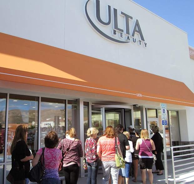 Customers line up outside Reno&#039;s newest Ulta Beauty store in northwest Reno on July 24.