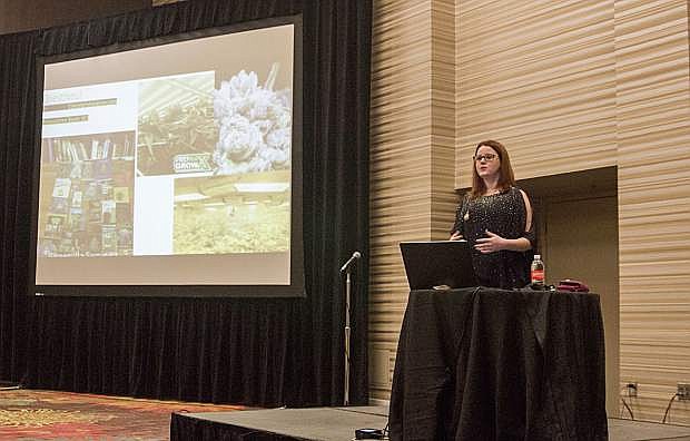 Ellen Taylor Brown talks about the basics of home cultivation of cannabis during one of 25 breakout sessions at the CannaGrow Expo, held March 25-26 at Grand Sierra Resort.