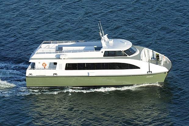 The boats like this ferry are being considered for a passenger ferry connecting north and south shores of Lake Tahoe. The deck can be configured to accommodate things like bikes.