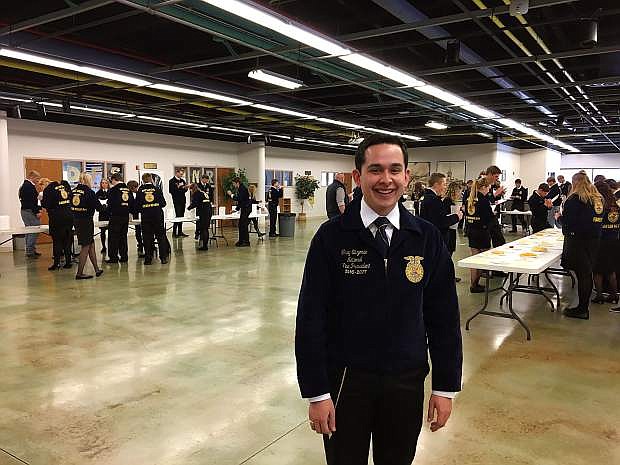 Tray Elizondo, the national Western Region Vice President for the National FFA Organization, poses during the milk quality and products career development event.