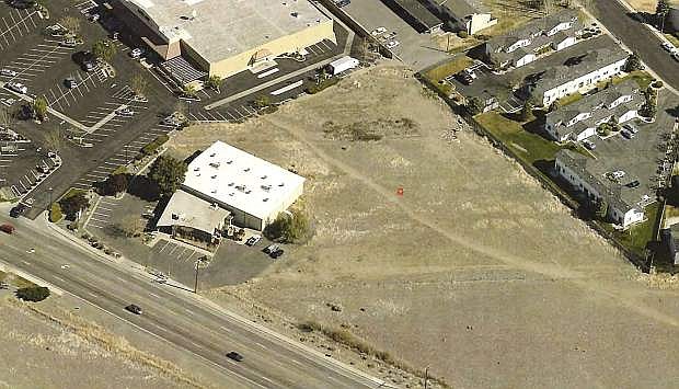 An aerial photo of the site where apartments are being proposed in Gardnerville.