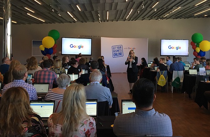 Reno Mayor Hillary Schieve welcomes members of the business community to the free Google workshop held on June 16 at The Nevada Museum of Art. 