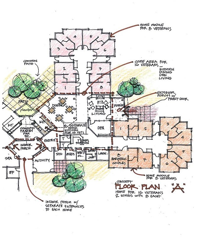 An artists rendering shows the layout plans for a new veterans skilled-nursing facility to serve northern Nevada veterans.
