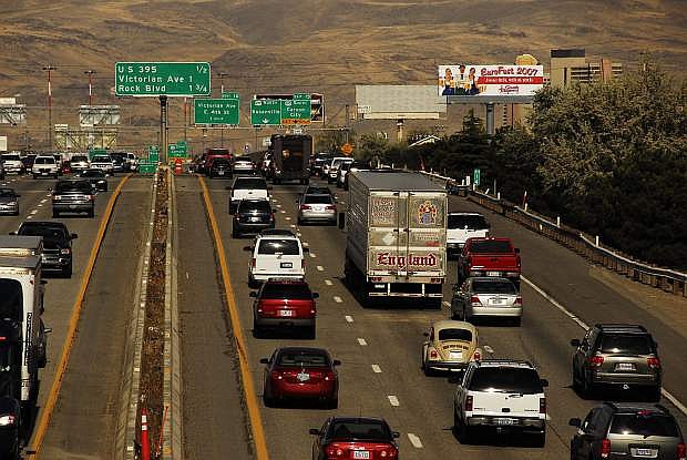 Interstate 80 in Reno, looking east toward the Spaghetti Bowl interchange.