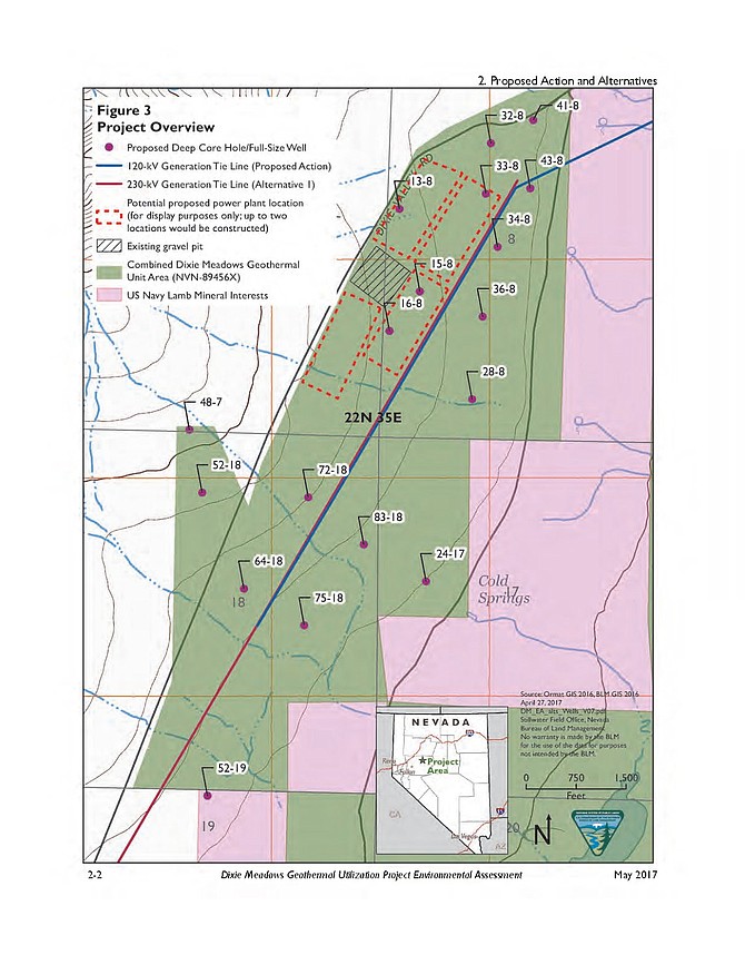 The location of the proposed Dixie Valley geothermal plant is east of Fallon.