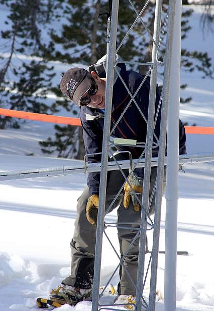Jeff Anderson of the Nevada Natural Resource Conservation Service measures the snowpack Dec. 28 at Mt. Rose Ski Tahoe.