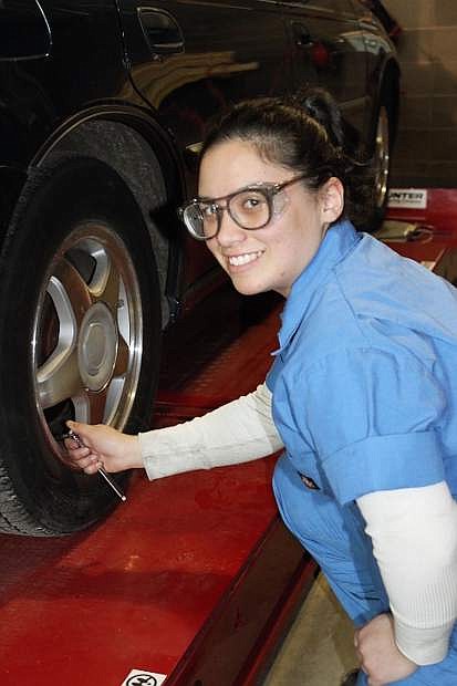 A student works in the SNJCC&#039;s automotive department.