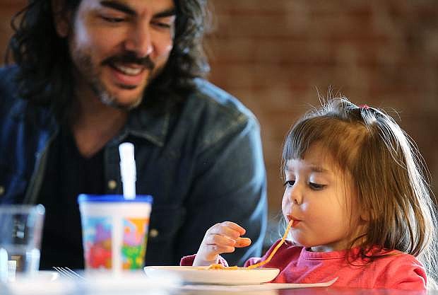 Nick Aliberti and his daughter Leone, 2, enjoy a recent lunch at The Union. New Carson City Culture and Tourism Authority numbers show overnight visitors spent $85 million in Carson City in 2017.