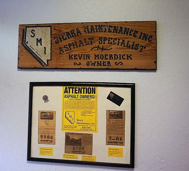 A display on the wall at Sierra Maitenance&#039;s office in Reno.