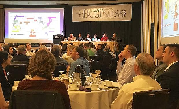 Roughly 200 residents and business leaders attended the May 3 Business &amp; Breakfast event at the Atlantis in Reno.