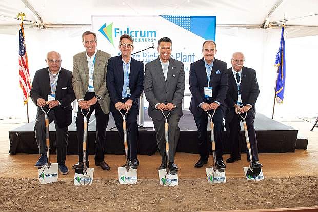 Nevada Gov. Brian Sandoval stands with Fulcrum senior staff during the May 16 groundbreaking event.