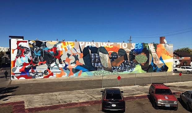 Muralist Erik Burke painted this mural at the inaugural Reno Mural Expo last October.