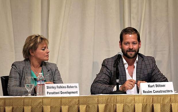 Shirley Folkins-Roberts of Panattoni Development and Kurt Stitser of Realm Constructors took part in the June 26 discussion at the Atlantis Casino Resort Spa.