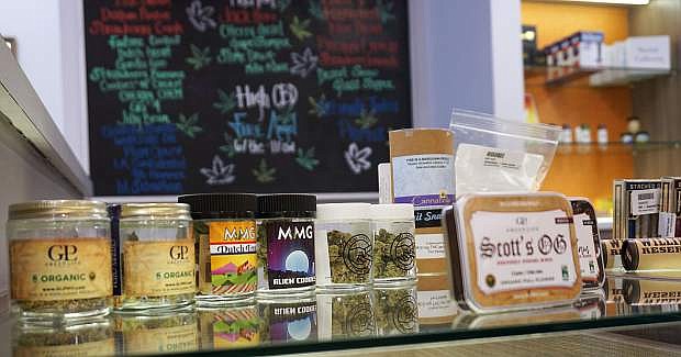 A display of cannabis products available at RISE in Spanish Springs, which is one of 14 dispensaries currently operating in Northern Nevada.