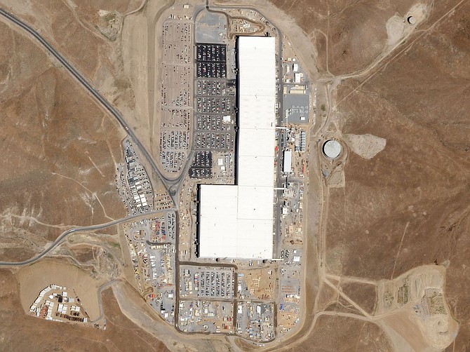 Tesla operates the massive Gigafactory 1 at the Tahoe-Reno Industrial Center east of Reno, seen here.