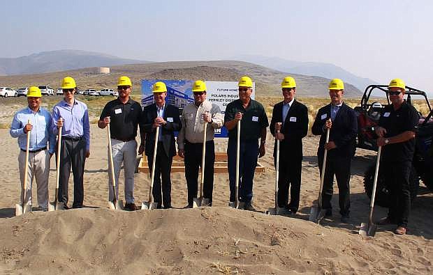 Officials from Polaris, Ryan Midwest Construction and the city of Fernley participated in a groundbreaking ceremony on the site of the new distribution facility in Fernley for Polaris.