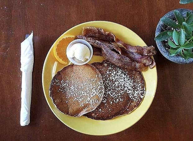 A photo Walden&#039;s Coffeehouse in Reno posted to its Instagram account of its pancakes and bacon.