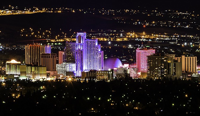 The Reno skyline at night.