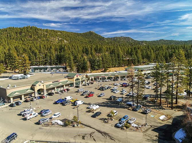 An overhead look of the shopping center at 212 Elks Point Road in Zephyr Cove.