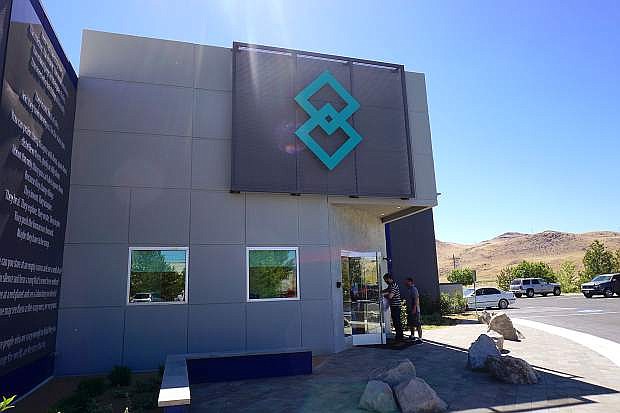 A look outside of Blockchains&#039; 25,000-square-foot facility, which covers roughly half an acre of the company&#039;s 67,000 acres at the Tahoe-Reno Industrial Center.