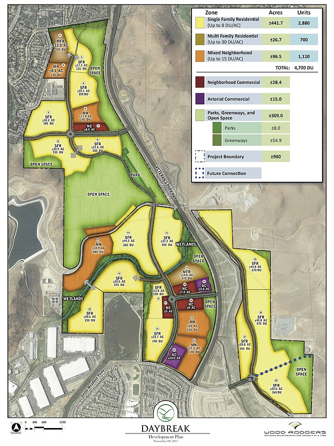A map of the 4,700-unit Daybreak project that was voted down by Reno City Council. 